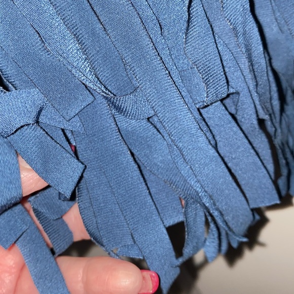 Long dress sleeveless with 8” fringed hem - size Large 16-18 women’s - Picture 2 of 5